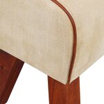 Vidaxl tabouret toile et cuir véritable marron 40 x 30 x 45 cm