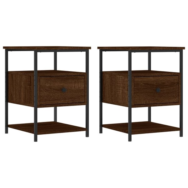 vidaXL Tables de chevet 2Pièces chêne marron 40x42x56cm bois d'ingénierie