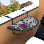 vidaXL Table suspendue de balcon Noir et blanc Mosaïque