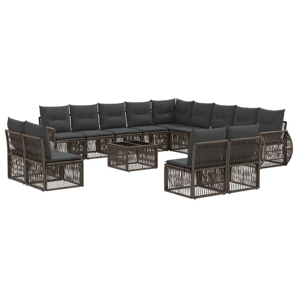 vidaXL Ensemble de canapé de jardin 14 Pièces Gris et Gris foncé