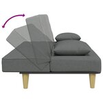 vidaXL Canapé-lit à 2 places avec oreillers et repose-pied gris foncé