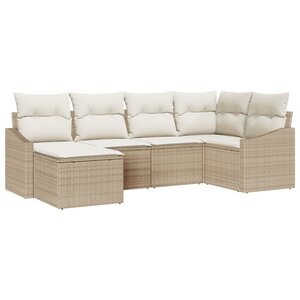 vidaXL Ensemble de canapé de jardin 6 pièces avec coussins Beige Poly Rattan