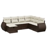 vidaXL Salon de jardin avec coussins 7 Pièces marron résine tressée