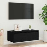 vidaXL Meuble TV avec lumières LED chêne noir 75x35 5x25 cm