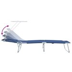 vidaXL Ensemble de Transats Pliants 2 Pièces avec Auvent en Tissu Oxford Bleu 600D