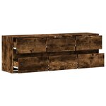 vidaXL Meuble TV mural avec lumières LED chêne fumé 130x31x45 cm