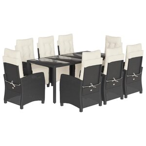 vidaXL Ensemble à manger de jardin 9Pièces coussins noir résine tressée