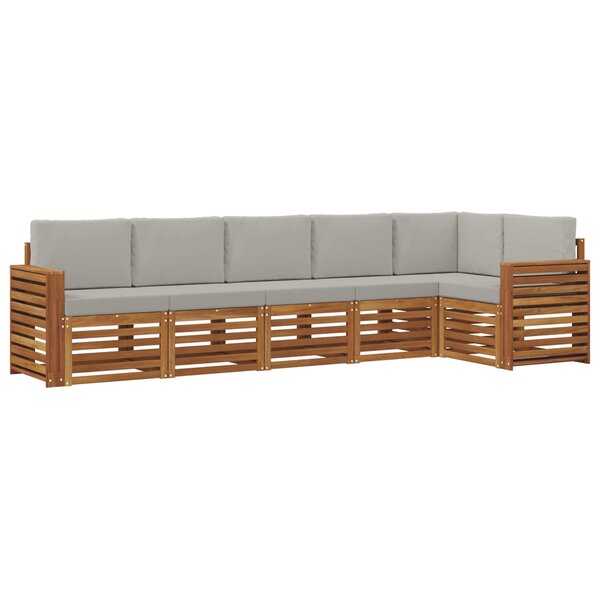 vidaXL Ensemble de canapés d'extérieur 6 pc Gris Naturel et Clair