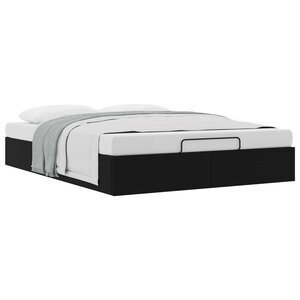 vidaXL Cadre de lit ottoman Noir Lit double classique Simili cuir