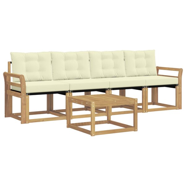vidaXL Ensemble de canapés d'extérieur 5 Pièces Blanc et crème