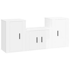 vidaXL Ensemble de meubles TV 3 Pièces Blanc brillant Bois d'ingénierie
