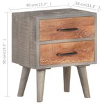 vidaXL Table de chevet Gris 40x30x50 cm Bois massif de manguier brut