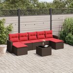 vidaXL Salon de jardin 8 Pièces avec coussins marron résine tressée