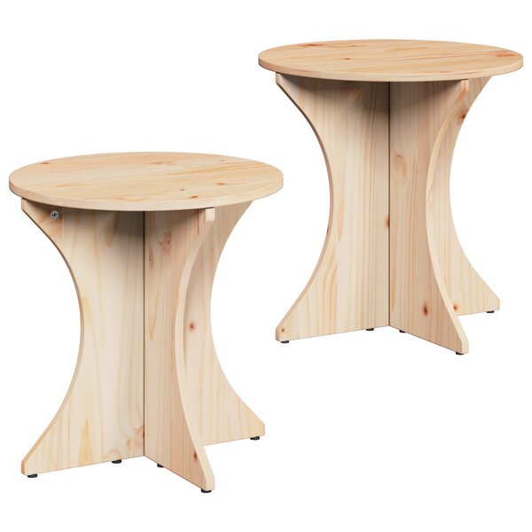 vidaXL Table basse 2 Pièces Naturel 46 x 46 x 47 cm Bois de pin massif