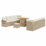 vidaXL Ensemble de canapé de jardin 11 Pièces Beige et crème polyrotin