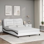 vidaXL Cadre de lit sans matelas blanc et noir 140x200 cm similicuir