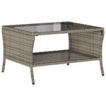 vidaXL Canapé de jardin 2 places coussins et table gris résine tressée