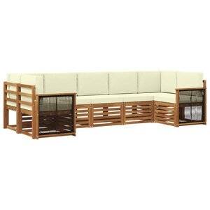 vidaXL Ensemble de canapé d'angle avec coussin 6 Pièces Naturel et Crème