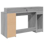 vidaXL Bureau et lumières LED sonoma gris 140x55x91 cm bois ingénierie