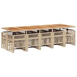 vidaXL Ensemble à manger de jardin et coussins 15 Pièces beige