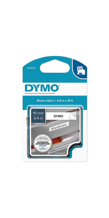 DYMO LabelManager cassette ruban D1 hautes performances  Polyester Permanent  19mm x 5 5m  Noir/Blanc