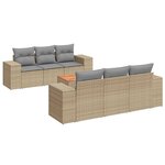 vidaXL Salon de jardin avec coussins 7 Pièces beige résine tressée