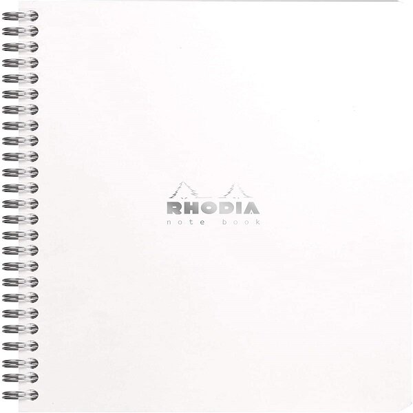 Rhodia - Cahier à Spirale (Reliure Intégrale) Notebook Blanc - A5+ - Petits Carreaux - 160 pages Détachables