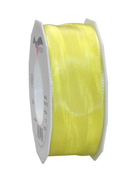 Ruban de soie acetat laitonné lyon 25-m-rouleau 40 mm jaune clair