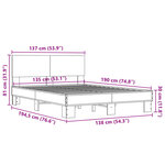 vidaXL Cadre de lit sonoma gris 135x190 cm bois d'ingénierie et métal