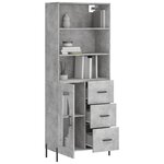 vidaXL Buffet haut Gris béton 69 5x34x180 cm Bois d'ingénierie