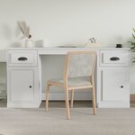 vidaXL Bureau avec armoire blanc bois d'ingénierie