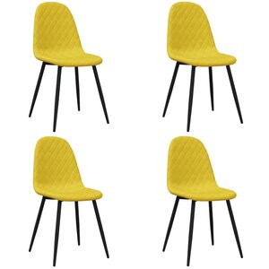 vidaXL Chaises à manger lot de 4 Jaune moutarde Velours