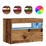 vidaXL Meuble TV avec lumières LED vieux bois bois d'ingénierie