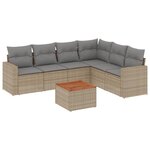 vidaXL Salon de jardin avec coussins 7Pièces mélange beige résine tressée