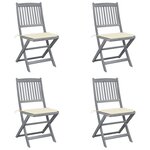 vidaXL Chaises pliables d'extérieur lot de 4 et coussins Bois d'acacia
