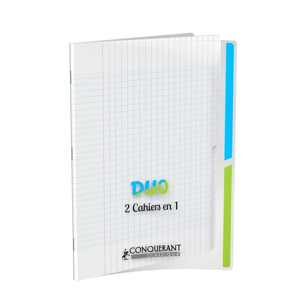Cahier Duo polypro 24x32cm 90g 96p grands carreaux incolore CONQUERANT