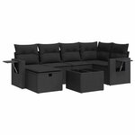 vidaXL Salon de jardin 7 Pièces avec coussins noir résine tressée