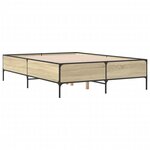 vidaXL Cadre de lit chêne sonoma 135x190 cm bois d'ingénierie et métal