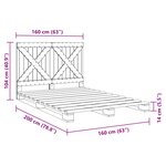 vidaXL Cadre de lit sans matelas gris 160x200 cm bois de pin massif