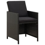 vidaXL Ensemble à dîner de jardin avec coussins 5 Pièces poly rotin noir