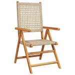 vidaXL Chaises inclinables de jardin lot de 6 beige rotin bois massif