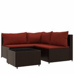 vidaXL Salon de jardin 4 Pièces avec coussins Marron Résine tressée