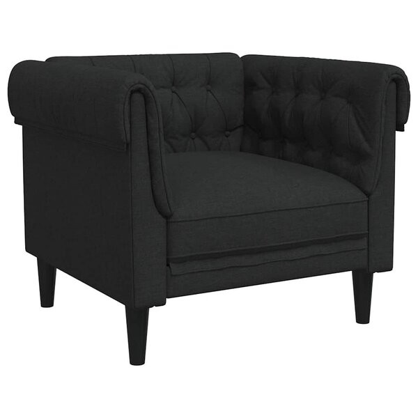 vidaXL Fauteuil Chesterfield noir tissu