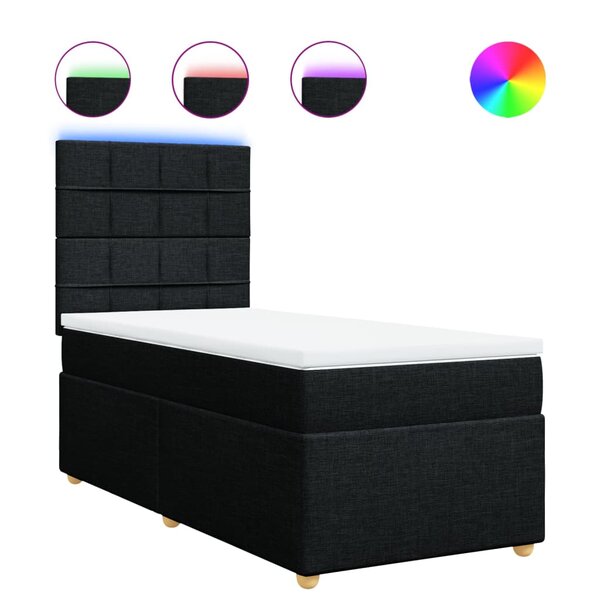 vidaXL Sommier à lattes de lit et matelas Noir 80x200 cm Tissu