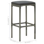 vidaXL Tabourets de bar avec coussins lot de 6 gris résine tressée