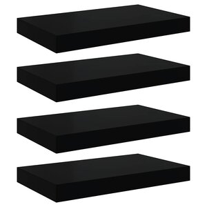 vidaXL Étagère murale flottante 4 Pièces Noir brillant 40x23x3 8 cm MDF