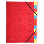 Trieur Agrafé Avec Élastiques 24 Compartiments - Rouge - X 8 - Exacompta