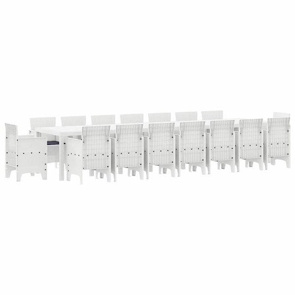 vidaXL Ensemble de salle à manger pour jardin 17 Pièces Blanc Rattan Polt