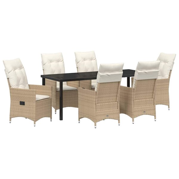 vidaXL Ensemble de salle à manger pour jardin 7 pc Beige polyrotin