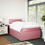 vidaXL Sommier à lattes de lit avec matelas rose 120x190 cm velours